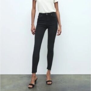 Zara High Waist Raw Hem Jeans